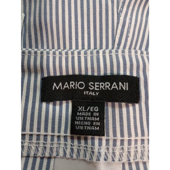 Mario Serrani Pants Womens XL Blue White Striped Cropped Stretch Rayon Slit Hem - Picture 6 of 8